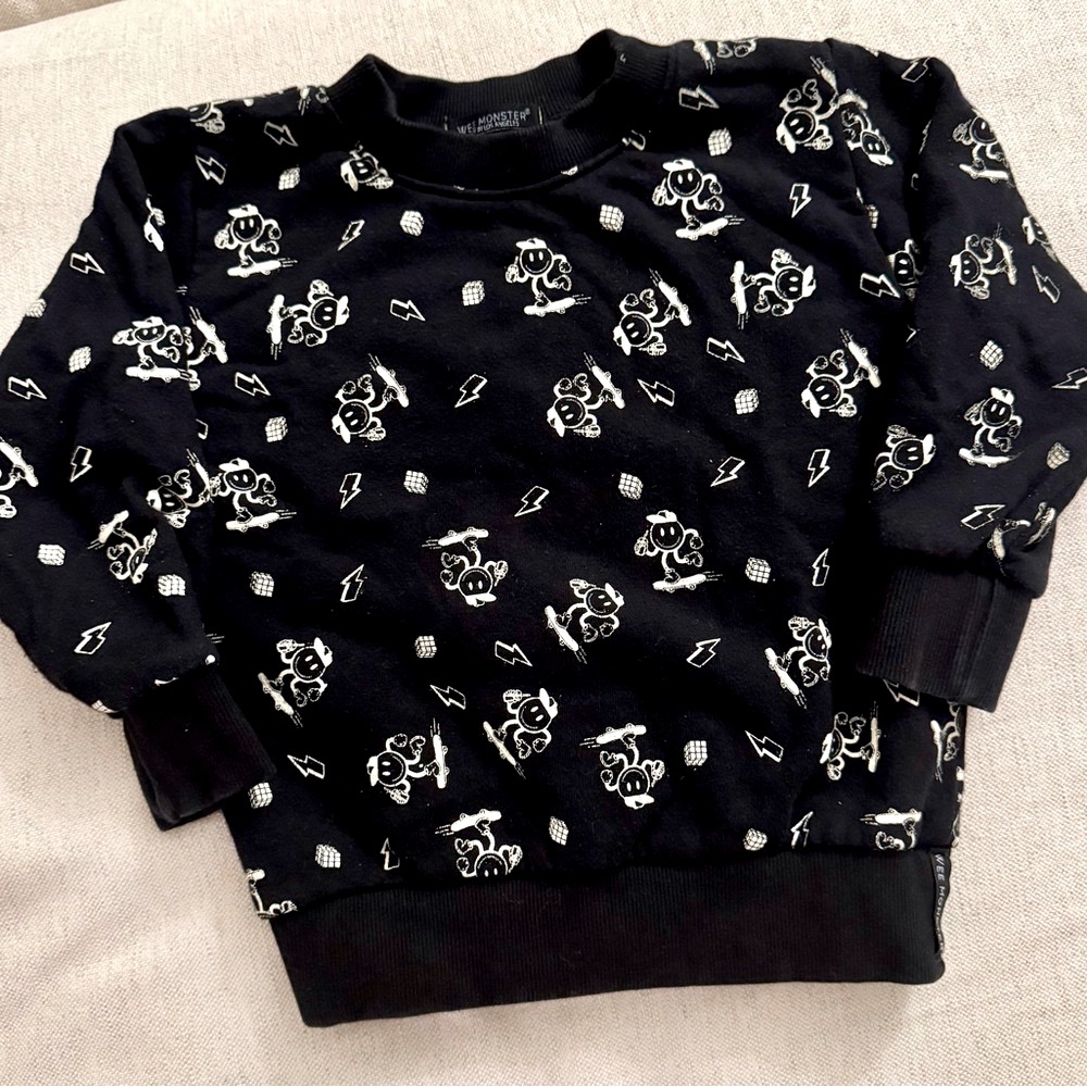 Kids WEE MONSTER Happy Skate Black Sweatshirt